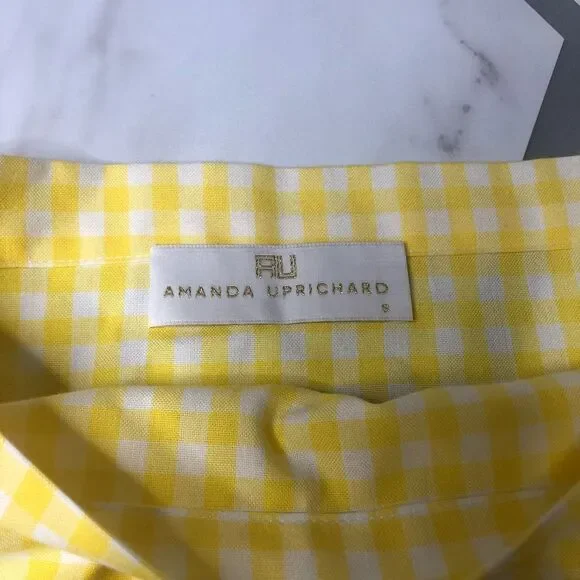 Amanda Uprichard yellow gingham bell sleeve dress - Picture 4 of 5